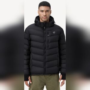 iHood FIRE! NWT! Heated Puffer Jacket with Hand-Heating #iH-J-3D02 in Black. Sm.